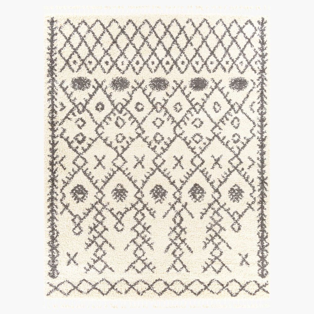 Surya Berber Shag BBE2302 5"3" x 7"3" Charcoal and Light Beige Area Rug, , large