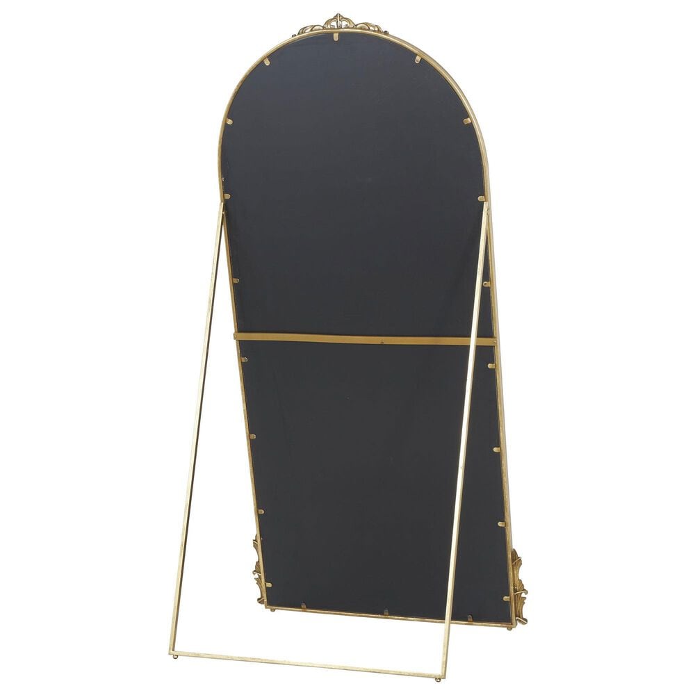 Maple and Jade 64" Fleur De Lis Ornate Floor Mirror with Easel in Gold, , large