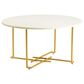 Crestview Collection Pembroke Round Cocktail Table in White Marble and Brass, , large