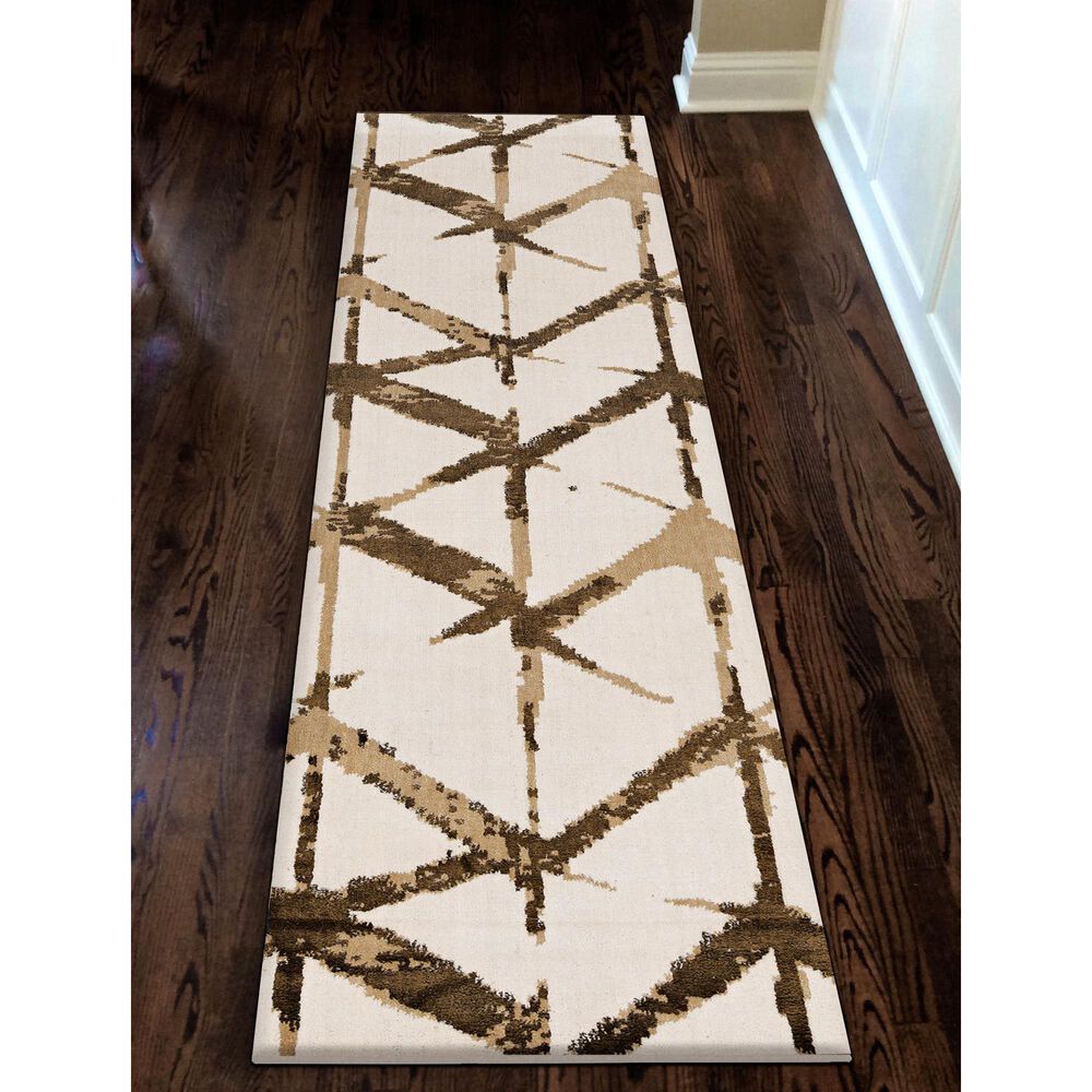 Radici USA Dora 2&#39;6&quot; x 10&#39; Beige and Tan Runner, , large
