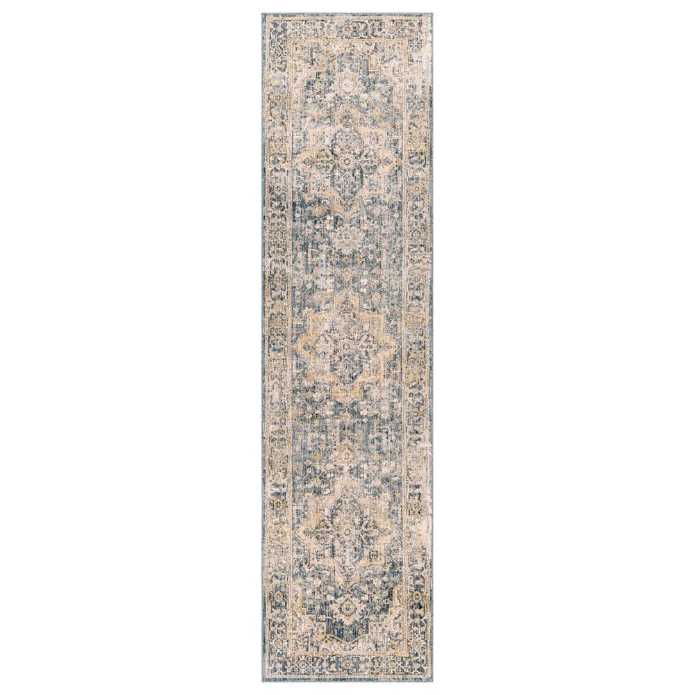 Surya Aspendos APS-2323 2"7" x 10" Teal, Mustard, Black, Medium Gray, Charcoal and Light Beige Runner, , large
