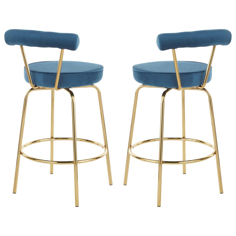 Lumisource Rhonda Counter Stool in Blue/Gold &#40;Set of 2&#41;, , large