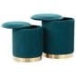 Lumisource Marla 2-Piece Nesting Pleated Ottoman Set Peacock Teal, , large