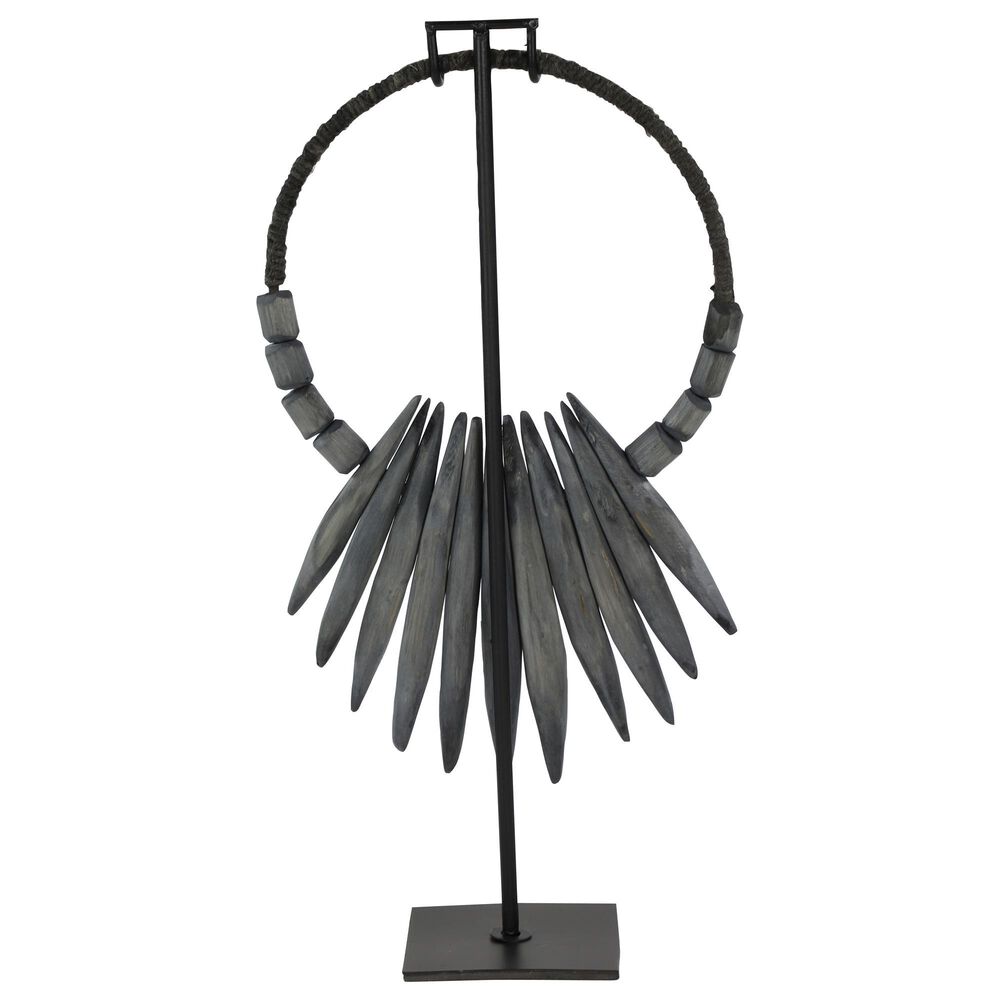 Maple and Jade 20&quot; Bohemian Abstract Sculpture in Black and Light Grey, , large