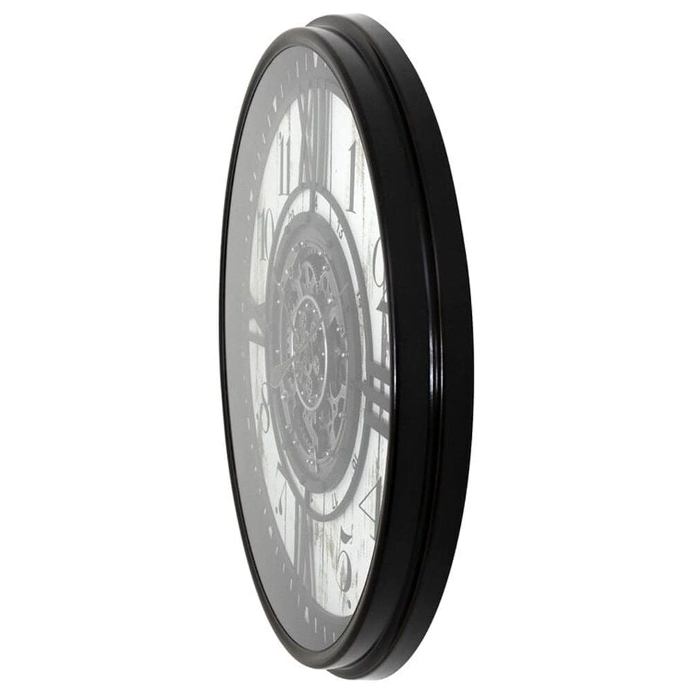 Yosemite Home Decor Modern Farmhouse Gear Wall Clock in Black and White, , large