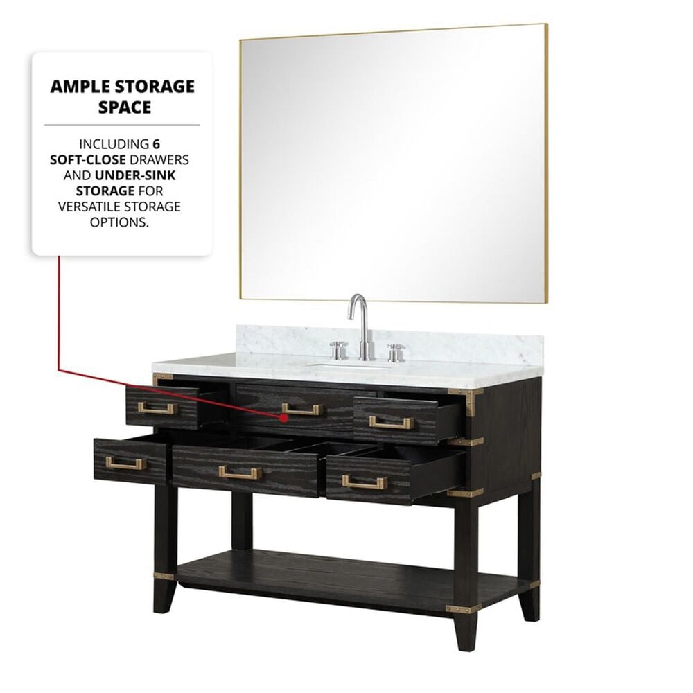 Lexora Home Norwalk 48&quot; Single Bathroom Vanity in Brown Oak with White Carrara Marble Top  and Rectangle Sink, , large