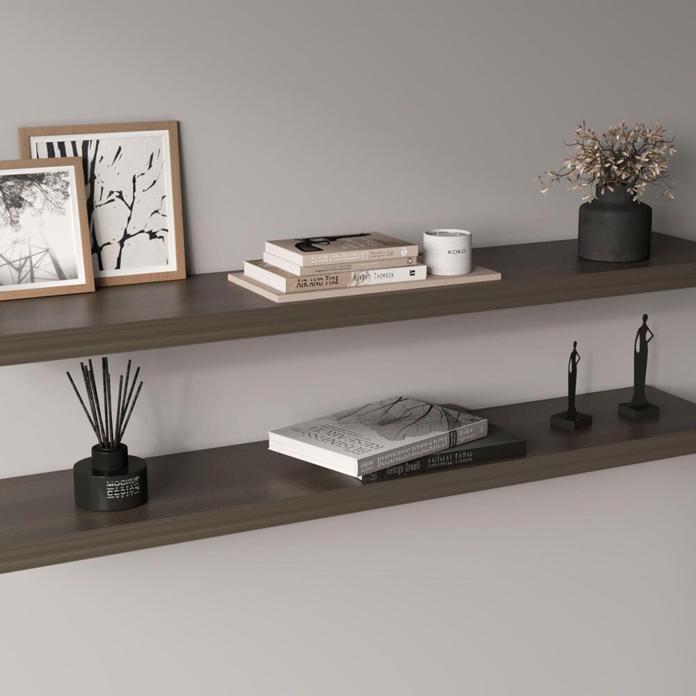 Hearth and Haven Ecco 47" Floating Wall Shelf in Gray (Set of 2), , large