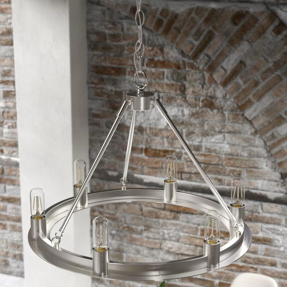 Hunter Saddlewood 6-Light Chandelier in Brushed Nickel, , large