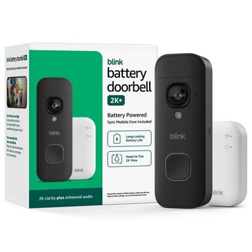 Blink Battery Doorbell 2K+ Wireless with Sync Module Core in Black, , large