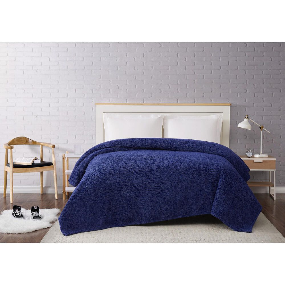 Pem America Brooklyn Loom Marshmallow Twin XL Blanket in Navy, , large