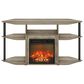 HOMLUX 47" Corner TV Stand with Electric Fireplace in French Oak Grey and Black, , large