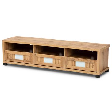 Baxton Studio Gerhardine 65" TV Stand in Oak Brown and Black, , large