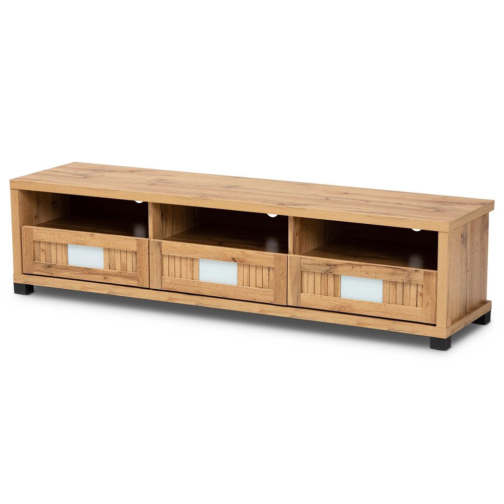 Baxton Studio Gerhardine 65" TV Stand in Oak Brown and Black, , large