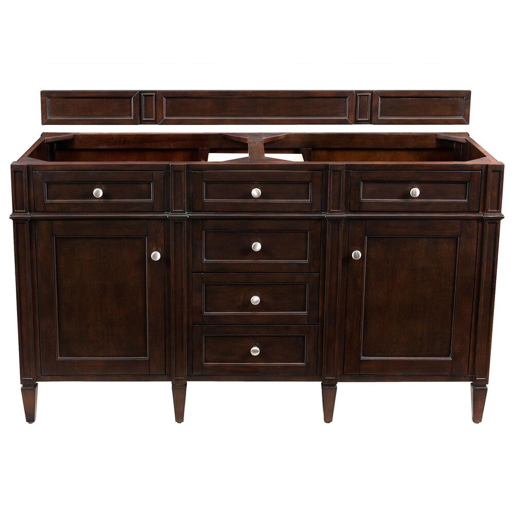 James Martin Vanities Brittany 60&quot; Double Bathroom Vanity in Burnished Mahogany with 3 cm Eternal Jasmine Pearl Quartz Top, , large