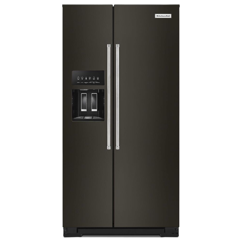 KitchenAid 22.6 Cu. Ft. Counter-Depth Side-by-Side Refrigerator in Black Stainless Steel, , large