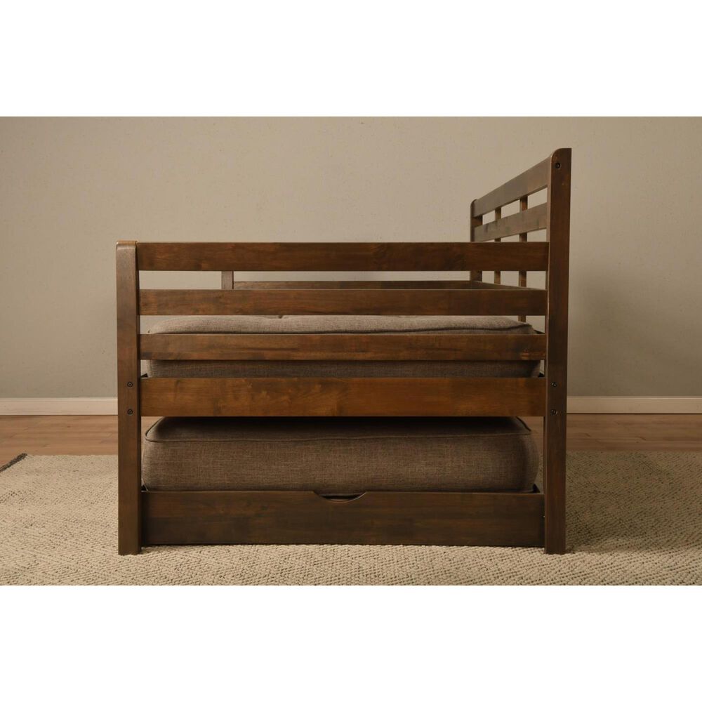 Kodiak Boho Twin Daybed with Pop Up Trundle and Mattress in Rustic Walnut, , large