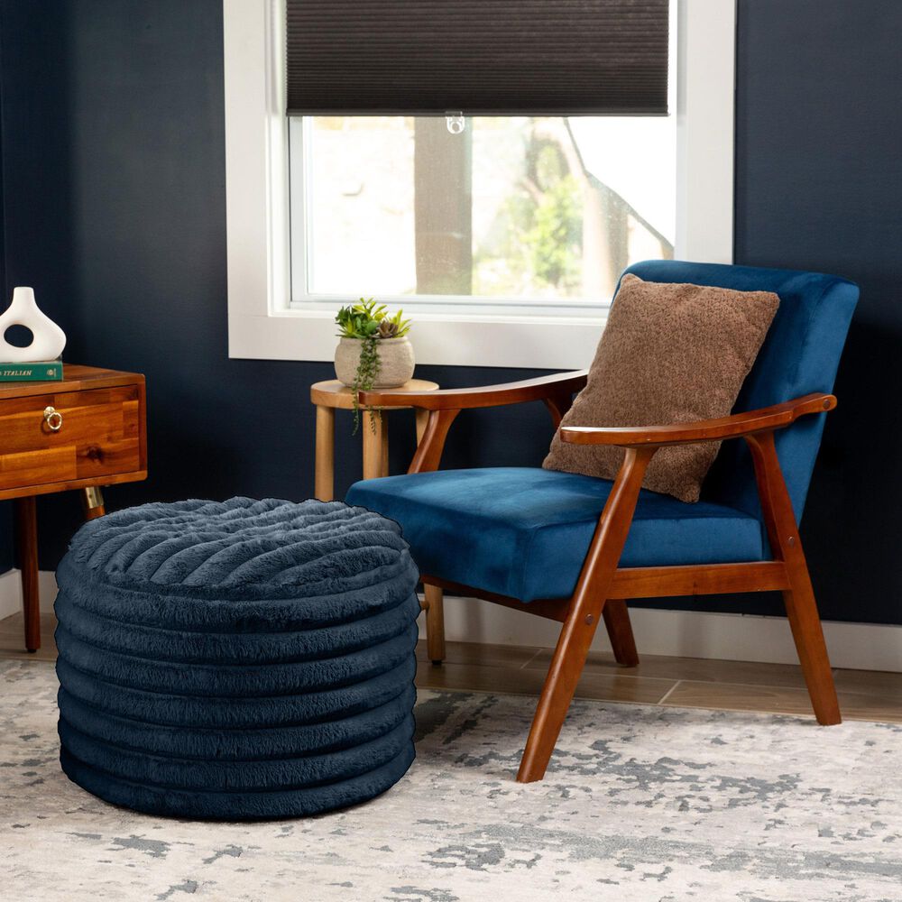 Jaxx Paran Round Ottoman in Mondo Navy, , large
