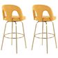 LumiSource Ava Swivel Bar Stool with Yellow Fabric Upholstery in Gold (Set of 2), , large
