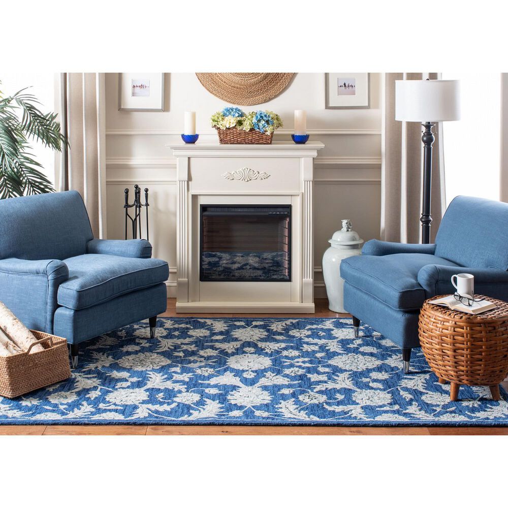 Safavieh Micro-Loop 8&#39; x 10&#39; Navy and Grey Area Rug, , large