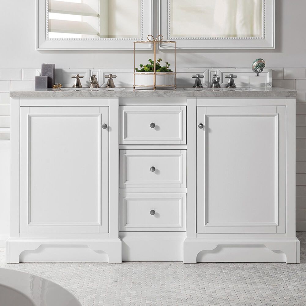 James Martin De Soto 60 Double Bathroom Vanity Cabinet In Bright White Nebraska Furniture Mart
