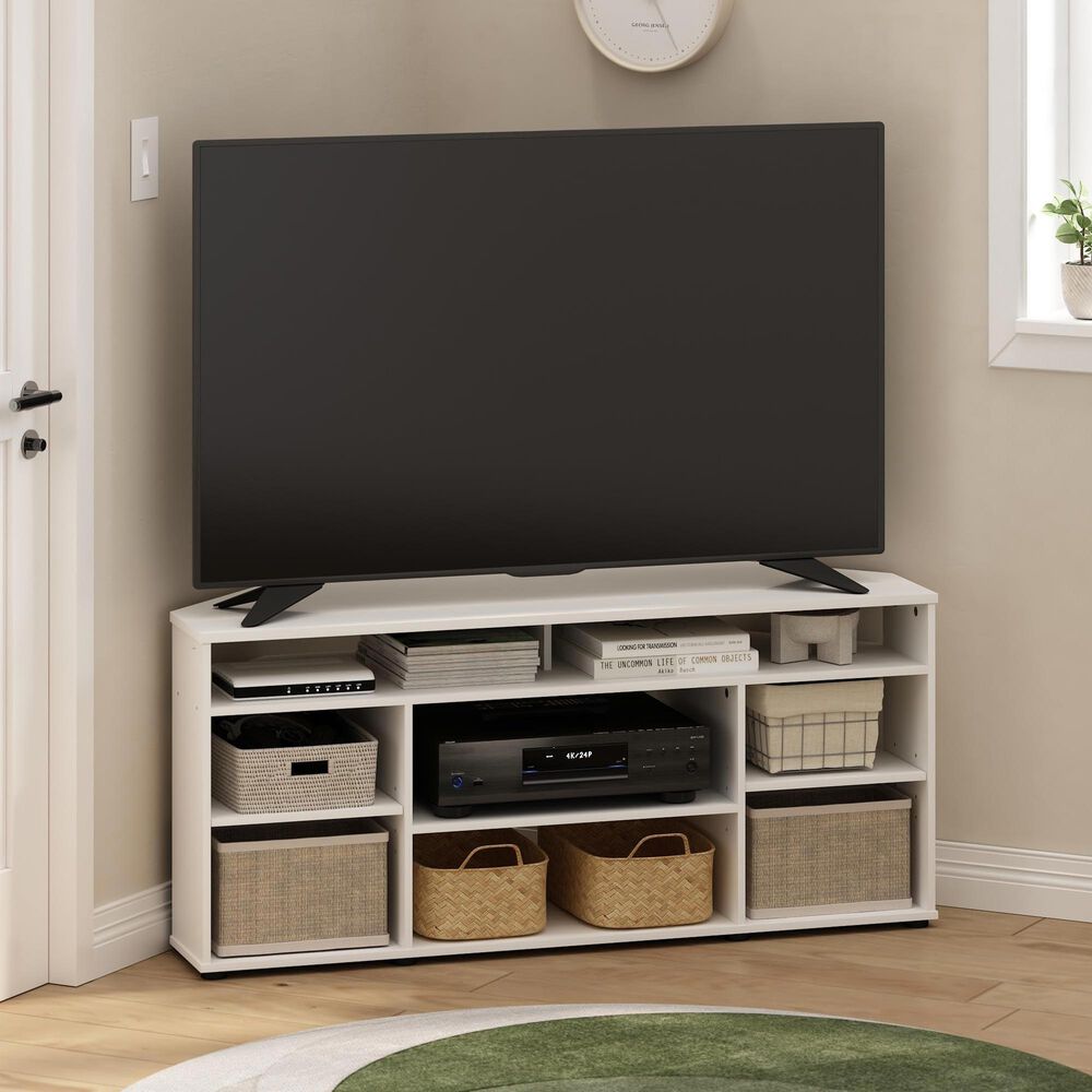 HOMLUX 47" Corner TV Stand in White, , large