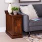 Linon Home Decor Barron Accent Table with USB Charging Station in Hazelnut, , large