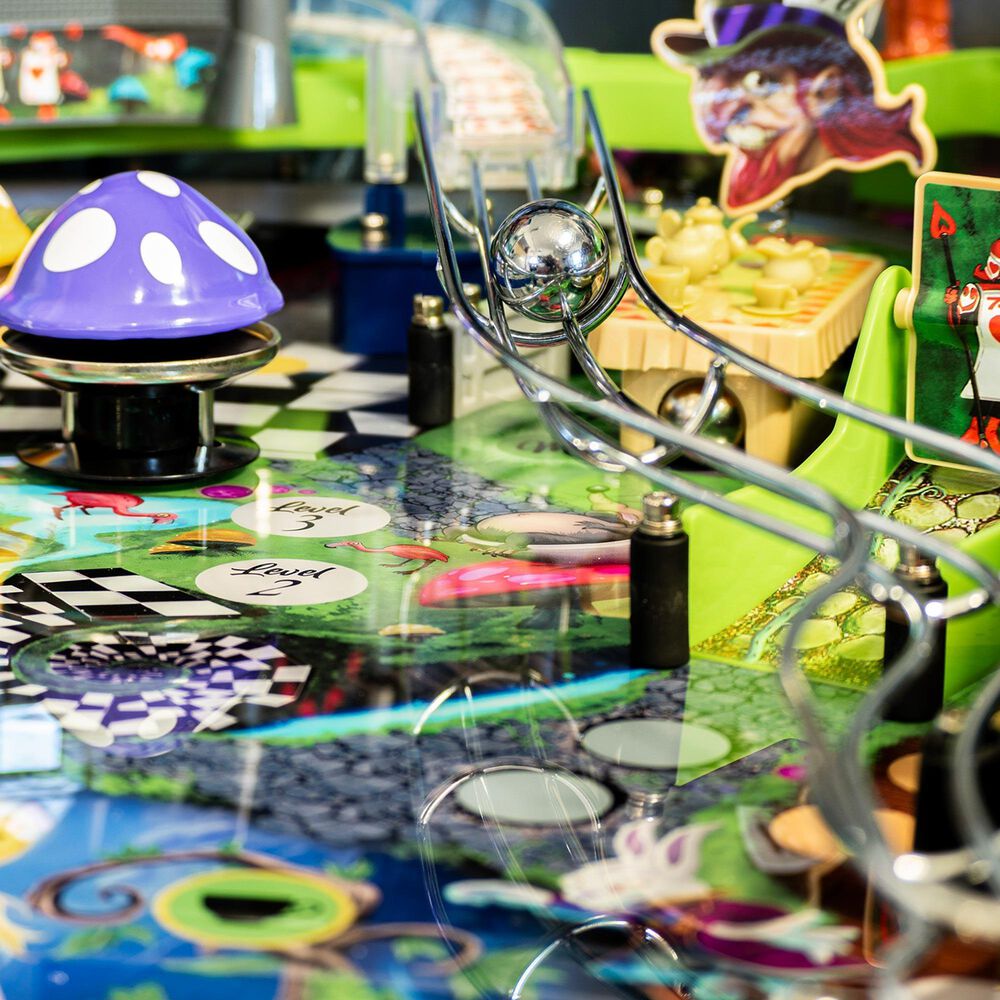 Wonderland Amusements Alice Goes to Wonderland Pinball Machine in Black, , large