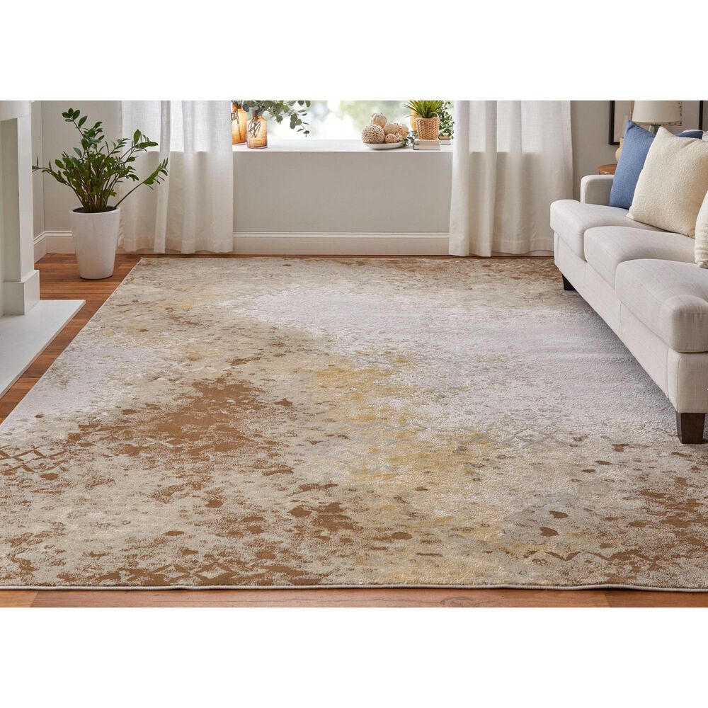 Feizy Waldor 5&#39; x 8&#39; Ivory and Gold Area Rug, , large