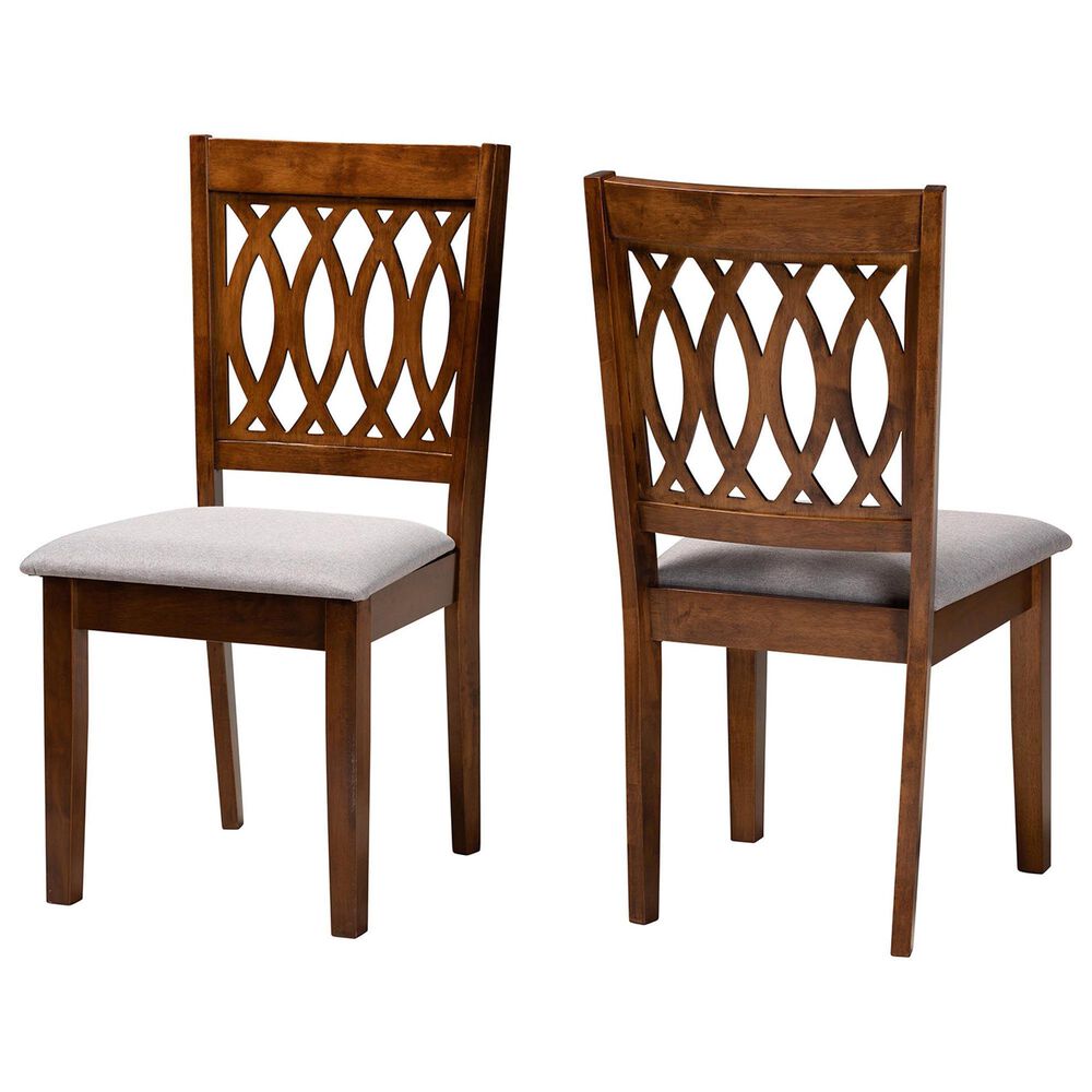 Baxton Studio Florencia Side Chair with Grey Cushion in Walnut Brown (Set of 2), , large
