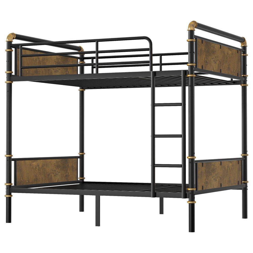 Hearth and Haven Twin XL over Twin XL Detachable Bunk Bed in Black and Gold, , large