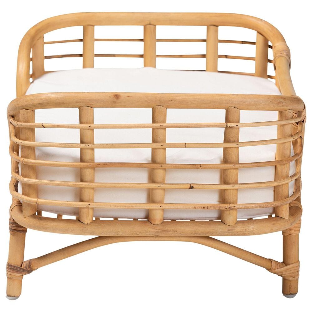 Baxton Studio Malino Rattan Pet Bed with Cushion in Natural Brown, , large