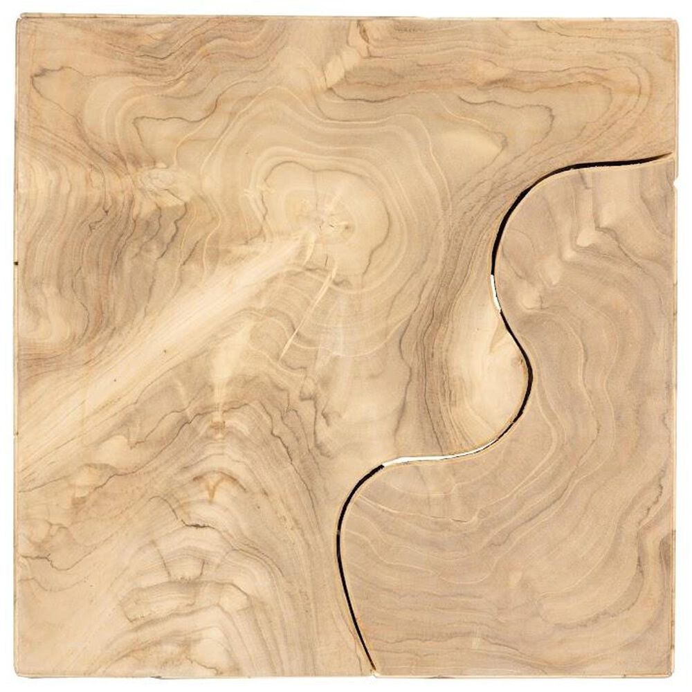 TimberHaus Teak Slice Large Square Pedestal in Bleached Teak, , large