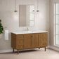 James Martin Laurent 60" Single Bathroom Vanity in Honey Oak with Single Hole 3 cm White Zeus Silestone Top and Rectangular Sink, , large