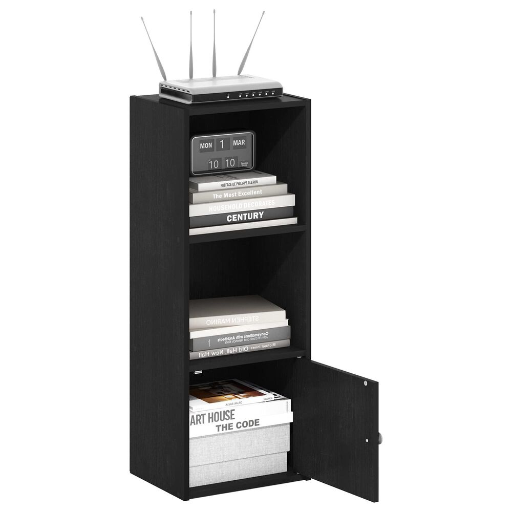 HOMLUX 3-Tier Shelf Bookcase with Door Storage Cabinet in Blackwood, , large