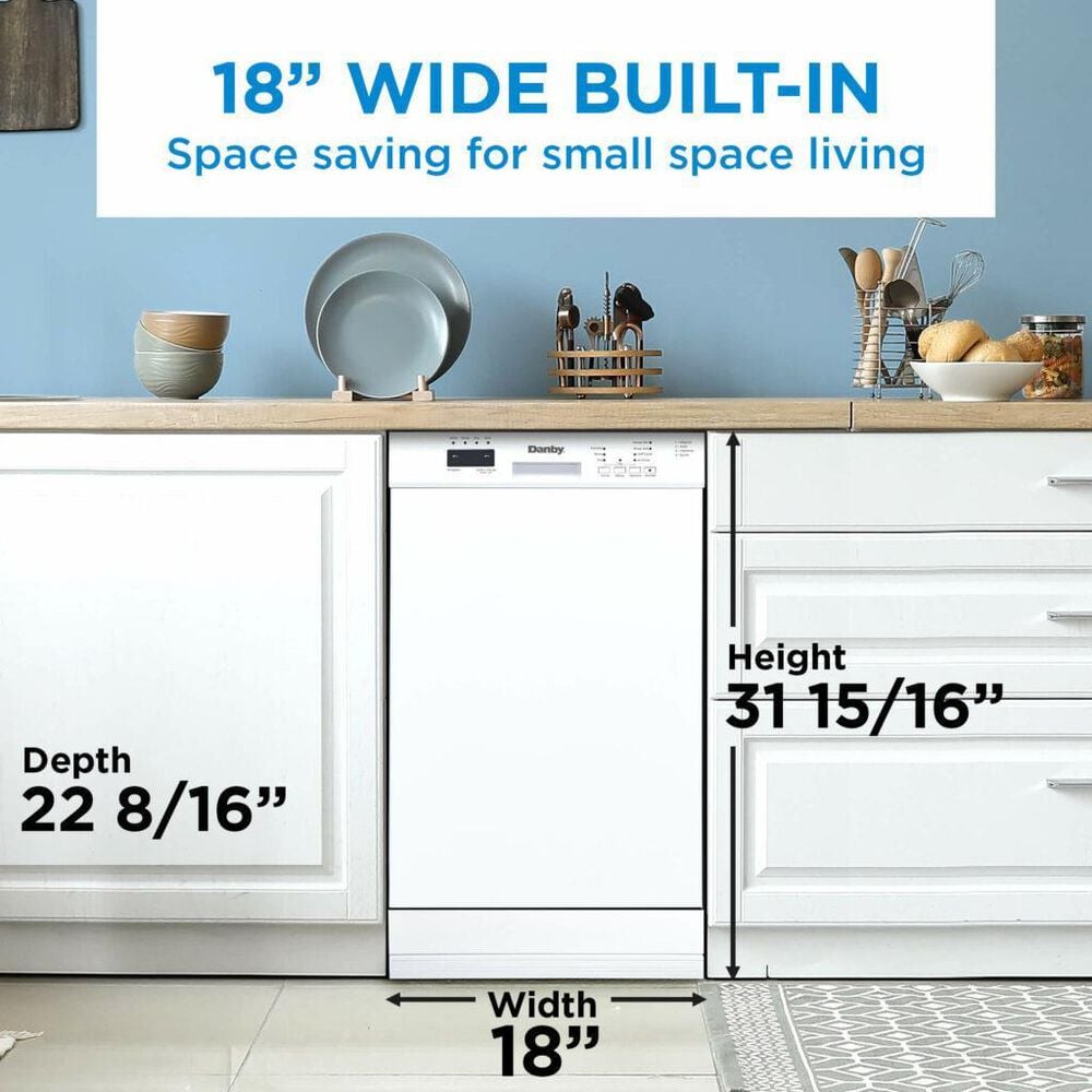 Danby 18&quot; Built-In Dishwasher with Child Lock in White, , large