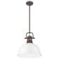 Golden Lighting Duncan 1-Light Pendant with Rod and White Shade in Rubbed Bronze, , large