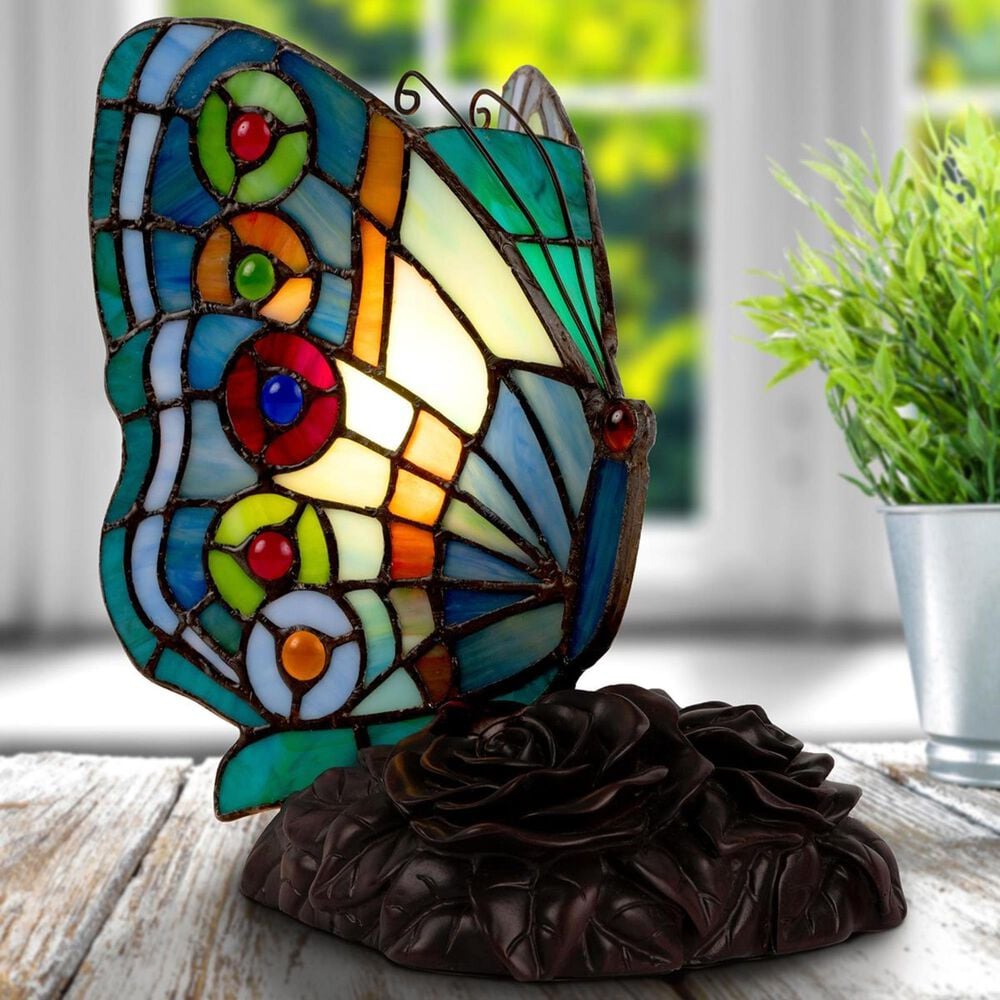 Timberlake Lavish Home Tiffany Butterfly Lamp in 128 Stained Glass Pieces, , large