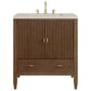 James Martin Myrrin 30" Single Bathroom Vanity in Mid-Century Walnut with 3 cm Siberian Silestone Top and Rectangular Sink, , large