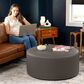 Jaxx Candler Faux Leather Ottoman in Gunmetal, , large