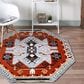 L&R Resources Sinuous Textile Southwestern 6" Octagon Terracotta, Gray and Blue Area Rug, , large