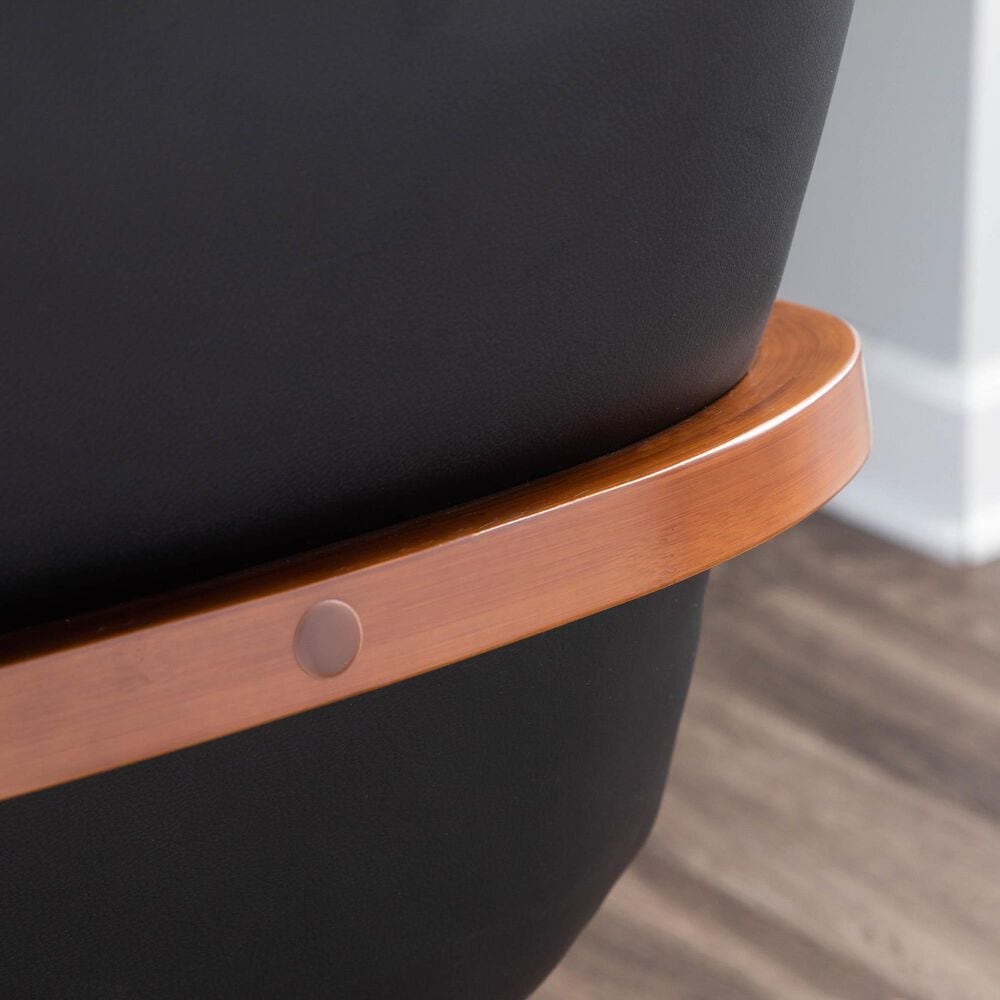 Lumisource Cosmo Arm Chair with Black Faux Leather Cushion in Walnut, , large