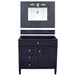 James Martin Vanities Brittany 36" Single Bathroom Vanity in Victory Blue with 3 cm Charcoal Soapstone Quartz Top and Rectangle Sink, , large