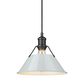 Golden Lighting Orwell 1-Light Medium Pendant with Dusky Blue Shade in Matte Black, , large