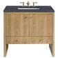 James Martin Vanities Hudson 36" Single Bathroom Vanity in Light Natural Oak with 3 cm Charcoal Soapstone Quartz Top and Rectangular Sink, , large