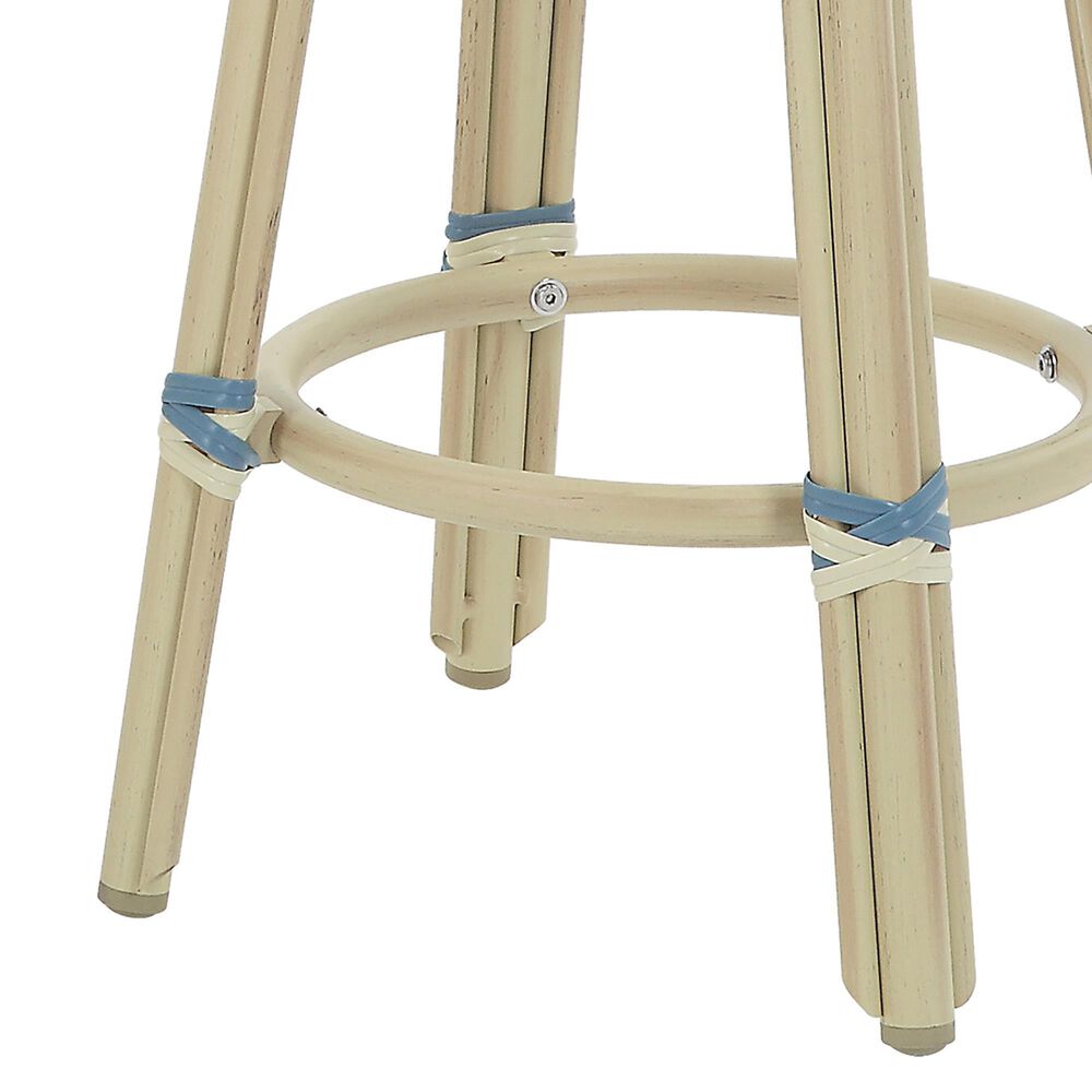 Furniture of America Eldridge 26&quot; Patio Bar Stool in Natural and Blue &#40;Set of 2&#41;, , large