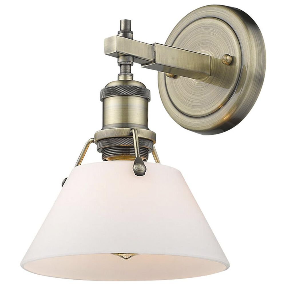 Golden Lighting Orwell AB 1-Light Bath Vanity in Aged Brass with Opal Glass Shade, , large