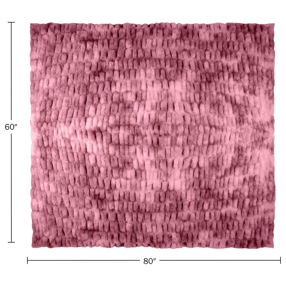 Timberlake 60" x 80" Ruched Faux Fur Throw Blanket in Pink, , large