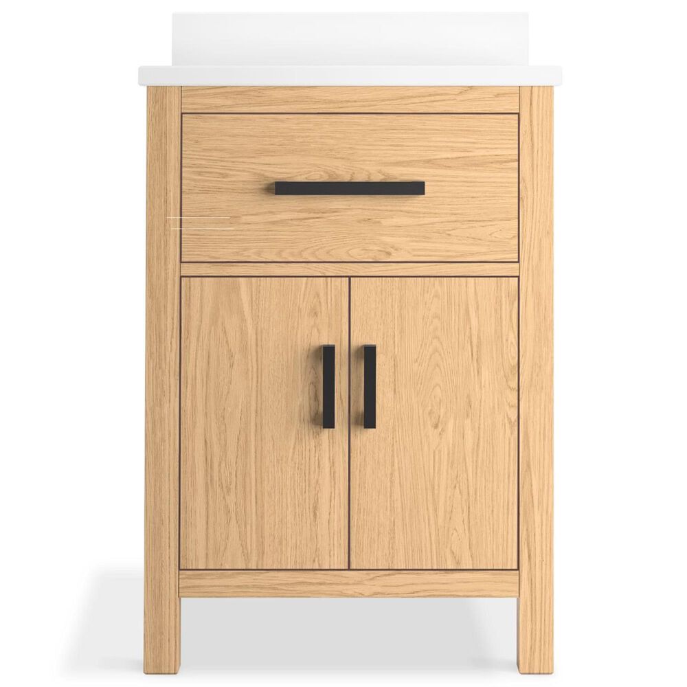 Kohler Kresla 24" Single Bathroom Vanity in Light Oak with 3 cm White Quartz Top and Rectangular Sink, , large