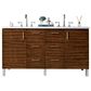 James Martin Vanities Metropolitan 60" Double Bathroom Vanity in American Walnut with 3 cm Eternal Jasmine Pearl Quartz Top and Rectangular Sinks, , large