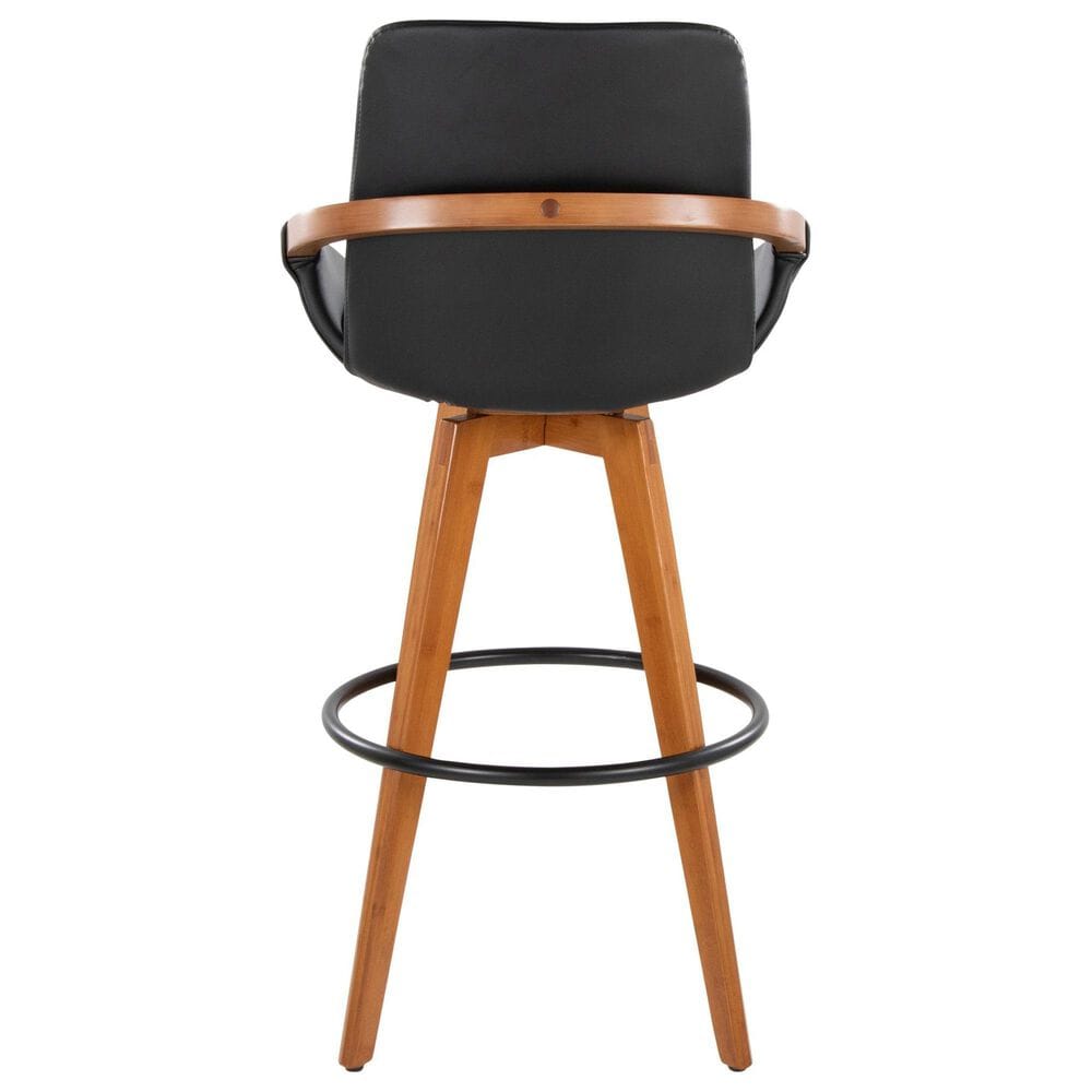 Lumisource Cosmo Swivel Barstool with Black Cushion in Walnut and Black, , large